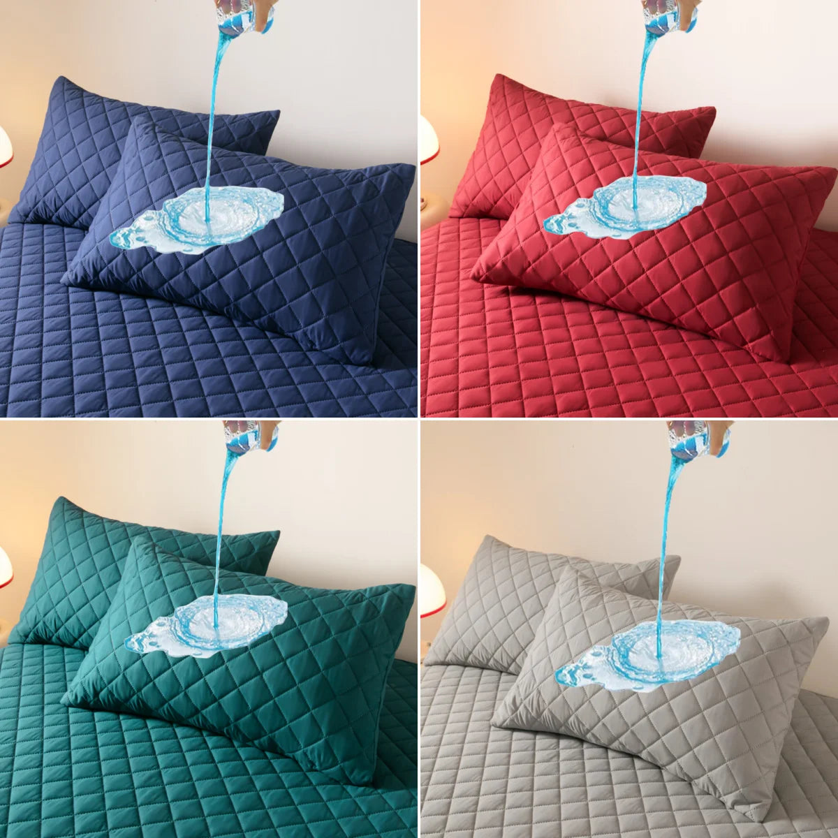 Northern Europe Double-deck Pillowcase Waterproof Anti-Mite Anti-Bacterial Quilted Cotton Pillow Case Bedroom Home Decoration