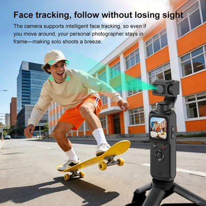 4K Vlog Action Camera 330° Face Tracking 18x Zoom 2400mAh Battery Gimbal Stabilizer 1.72 Inch Touch Screen WiFi Sports Cam