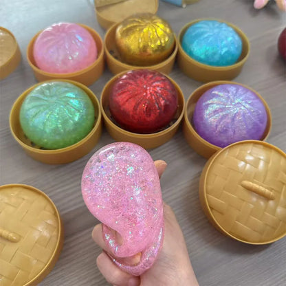 Glitter dumpling squishies Glitter Dumpling Squishy with Box Dumplings Sensory Dumpling Pressure Toy for Stress Relief