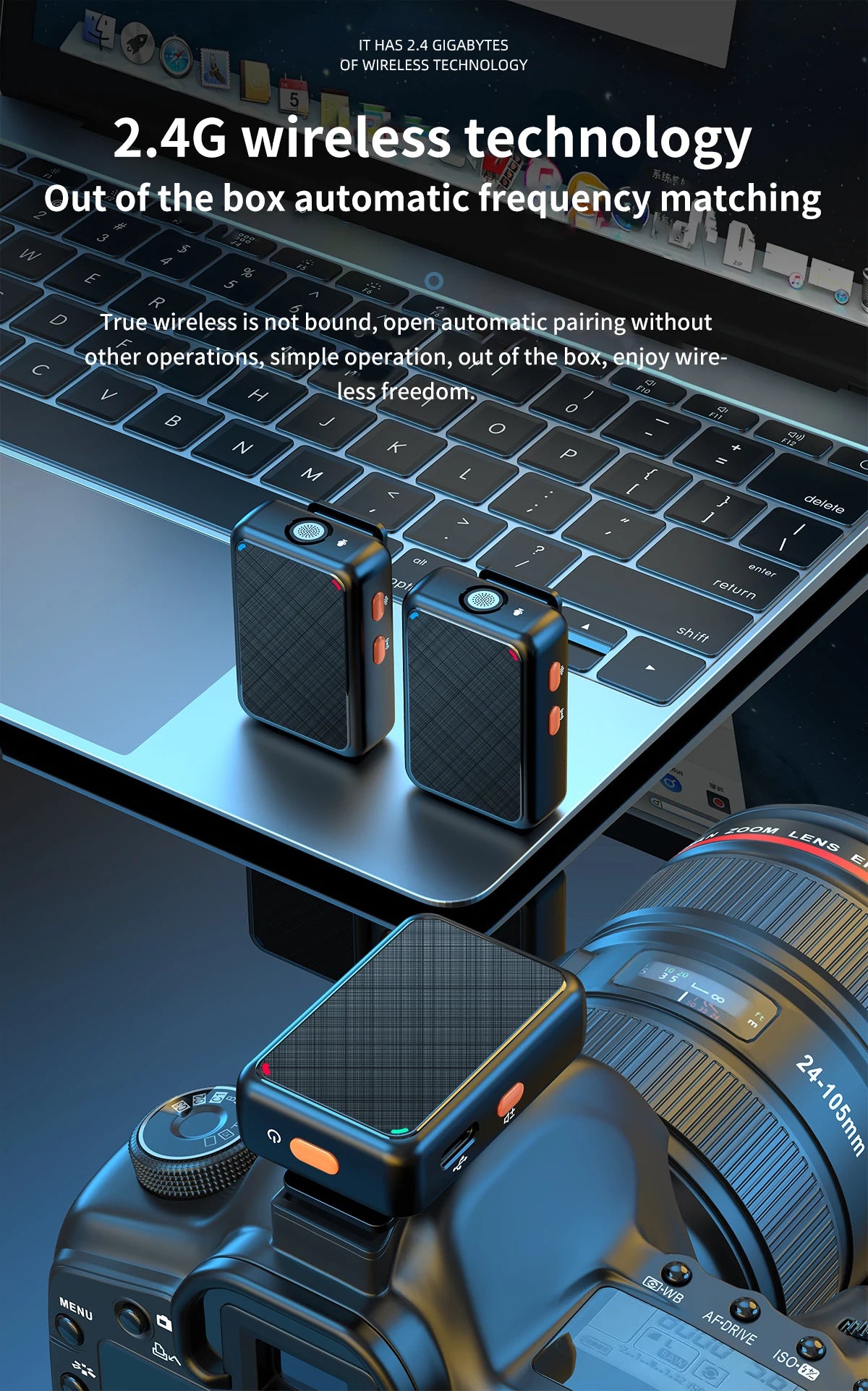 Wireless Lavalier Microphone Portable Audio Video Recording Mini Mic for iPhone Android Live Broadcast Gaming Phone Mic