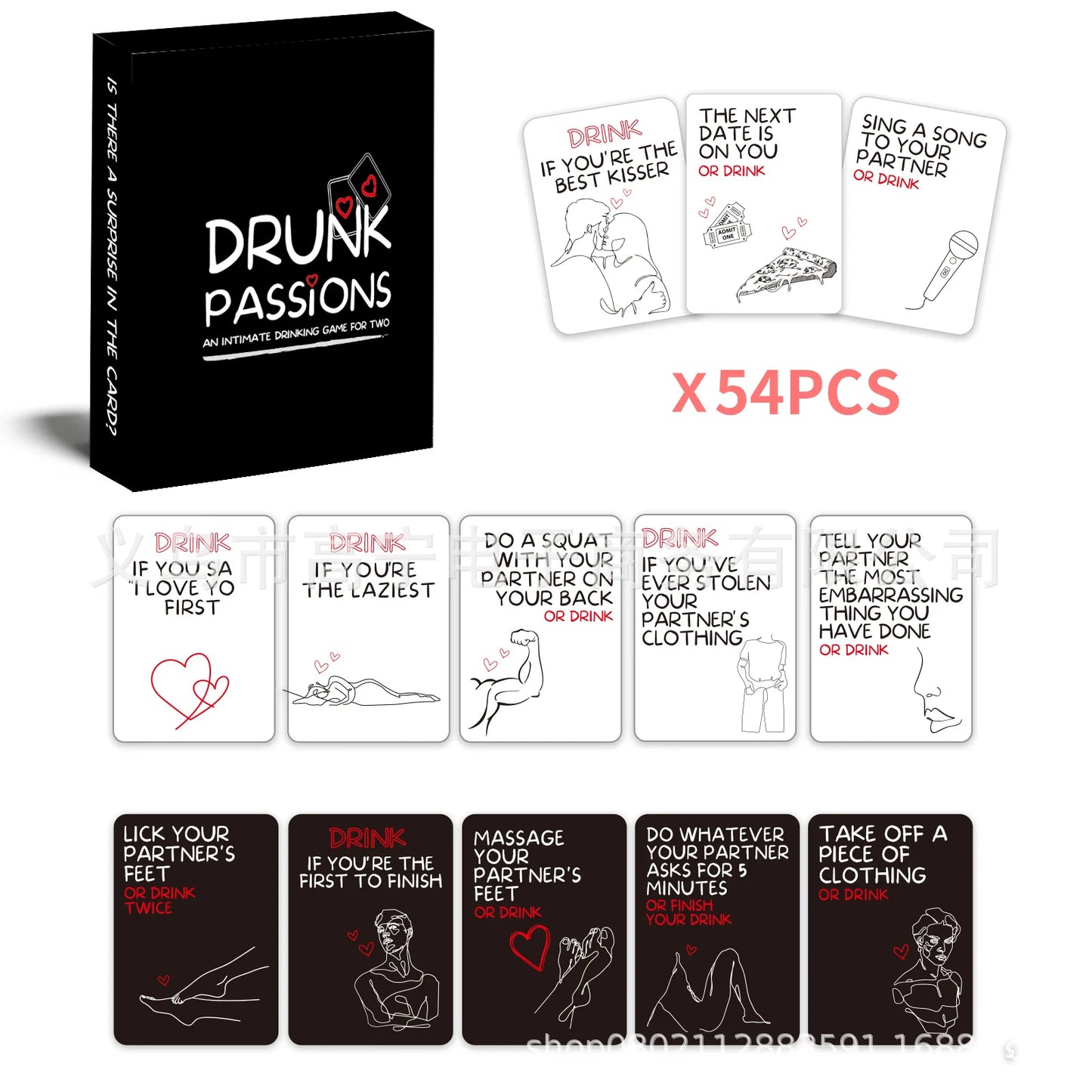 Drunk Passions Lovers Couples Drinking Game Tarot Cards Deck Board Game For Anniversary Party Fun Exciting Romantic Night