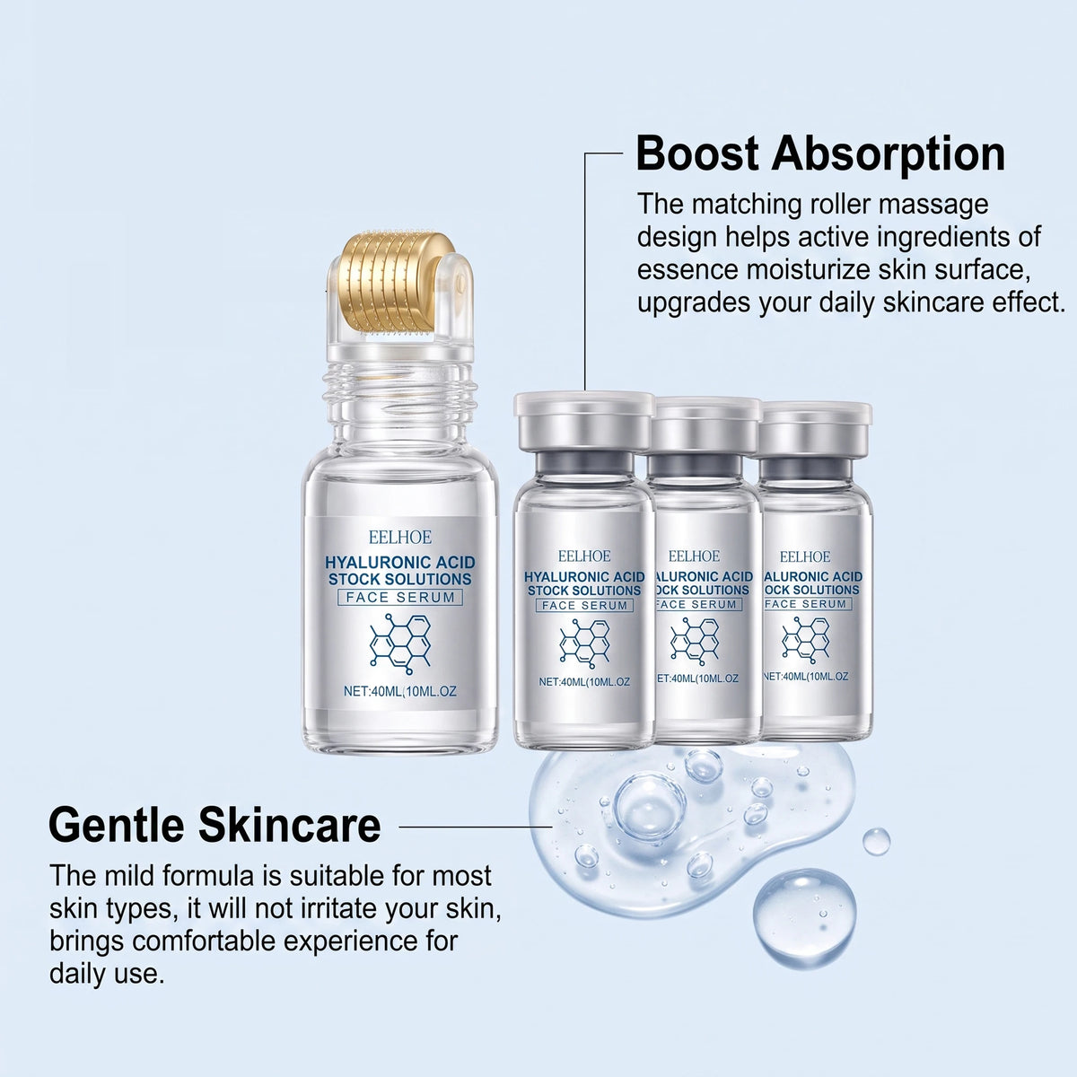 Niacinamide Microneedle Roller Serum Facial Serum Kit 0.25mm Hydrating Moisturizing Portable Beauty Tool Skin Care Gift Set 30ml