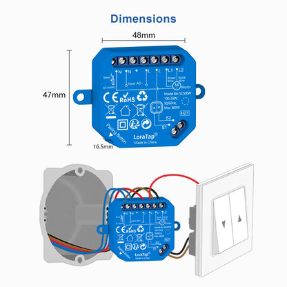 LoraTap Tuya Smart Roller Shutter Curtain Blinds Switch Tubular Motor Percentage Remote Voice Control by Google Home Alexa