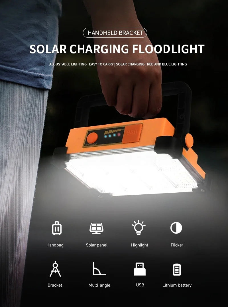 Solar outdoor lamp household waterproof glare large-capacity portable lamp high-power rechargeable magnetic emergency lamp