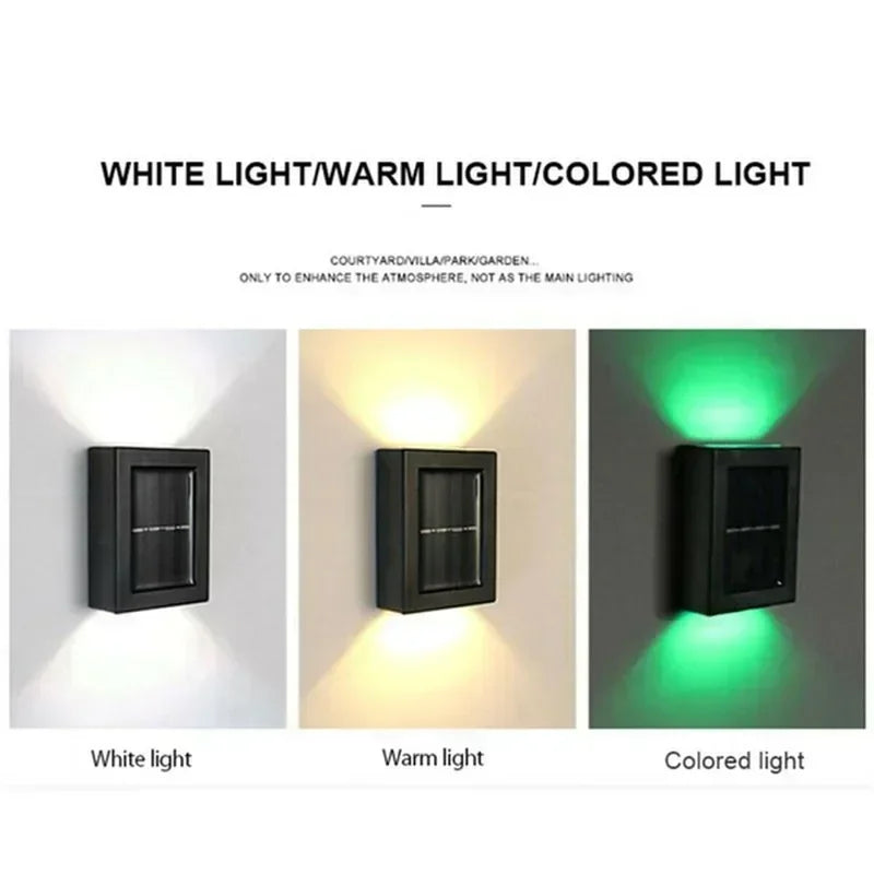 Solar Up and Down Spot Lights Outdoor, Street Wall Light Lamp Solar Powered Sunlight Waterproof Solar Lamp Garden Decorative