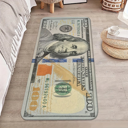Creative 100Dollar Banknote Pattern Area Rug Bedroom Kitchen Laundry Room Corridor Halloween Christmas Easter Thanksgiving Decor