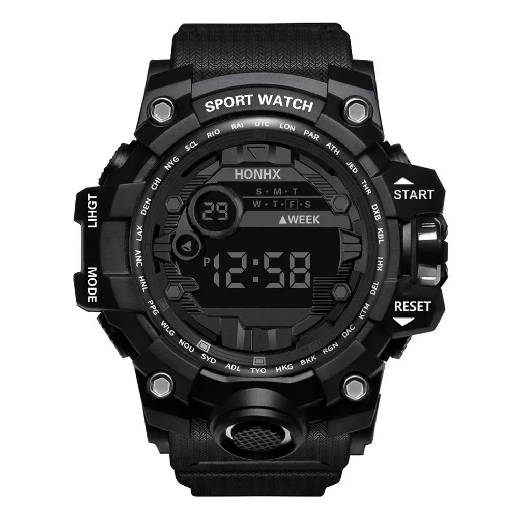 Y12 Men's Watches Big Dial LED Digital Watch Multifunction Men Sports Watch Alarm Clock Stopwatch Fitness Electronic Wristwatch