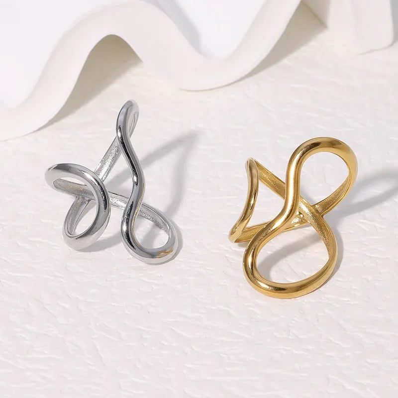 Stainless Steel Gold Color Rings for Women Men 2024 Colorfast Popular Party Personalized Exaggerated Charms Jewelry Gifts