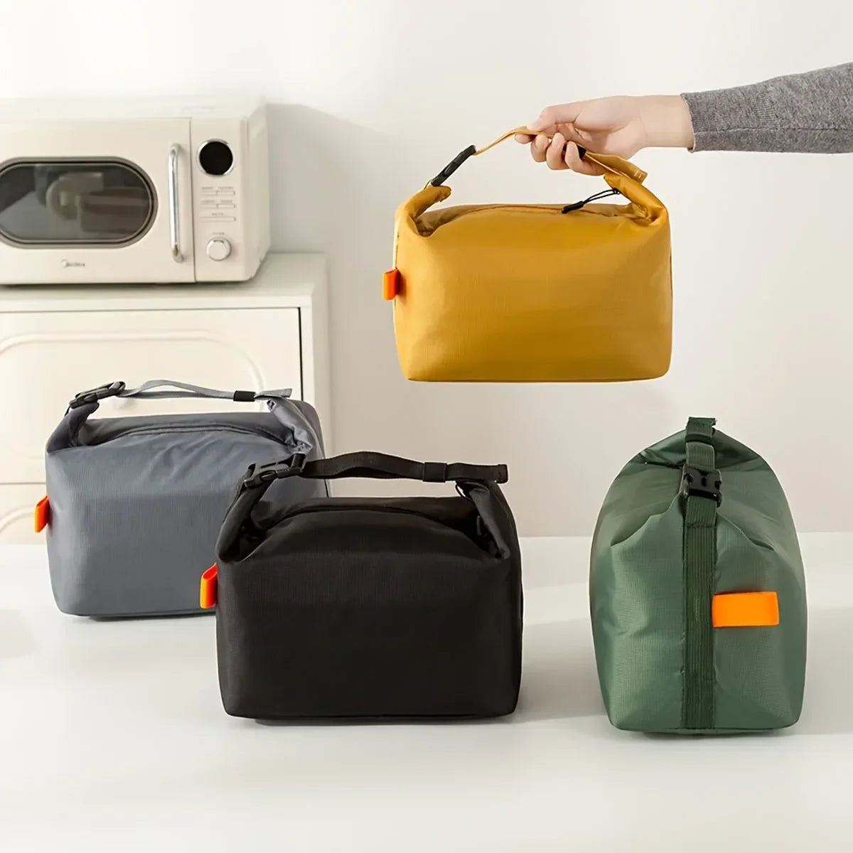 2026 Solid Color Storage Bag Japanese Large Capacity Lunch Bag Portable Thick Aluminum Foil Insulation Handheld Work Lunch Box