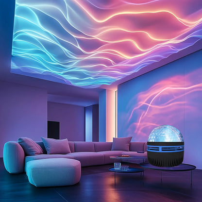 Galaxy Starry Projector LED Night Light Remote Control RGB Water Wave 7 Modes USB Plug-in Galaxy Lamp Bedroom Party Bar Decor