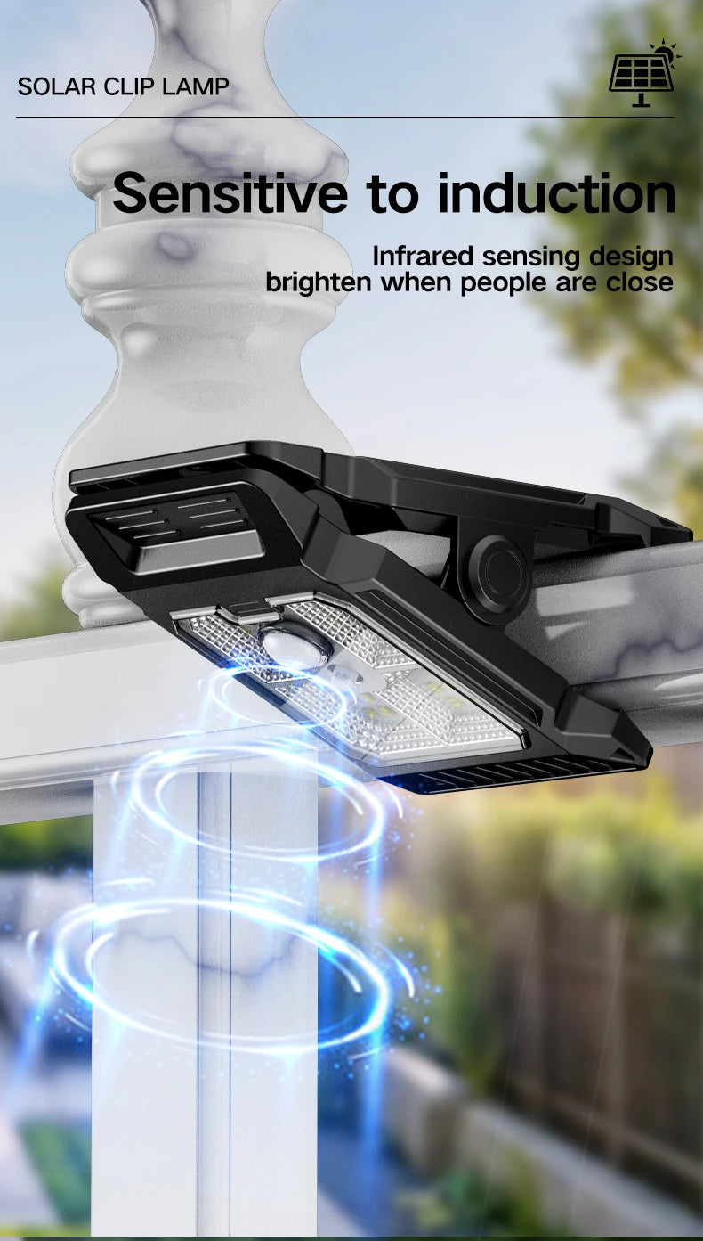 Solar powered courtyard lamp, household garden lighting, human body sensing multifunctional outdoor clip on lawn lamp