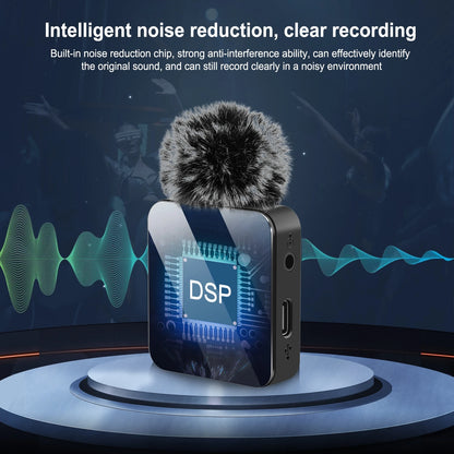 PULUZ Wireless Lavalier Microphone Live Broadcast YouTube Gaming Microphone For iphone/Android/3.5mm DSLR Camera Audio Recording