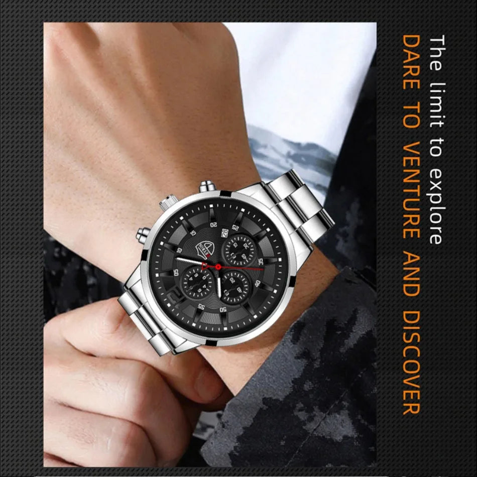 5p/set Business Casual Fashion Watch Set for Men, Travel Party Meeting Fashion Quartz Watch Set for Men, Halloween Gifts