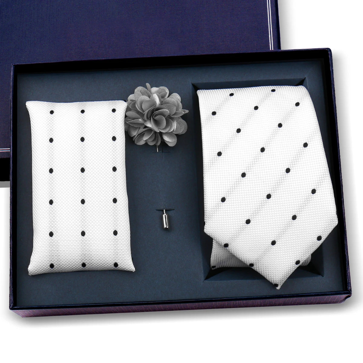 Elegant Ties For Men Classic Paisly Neck Tie Pocket Square Brooch Set With Gift Box Mens Business Wedding Suit Accessories