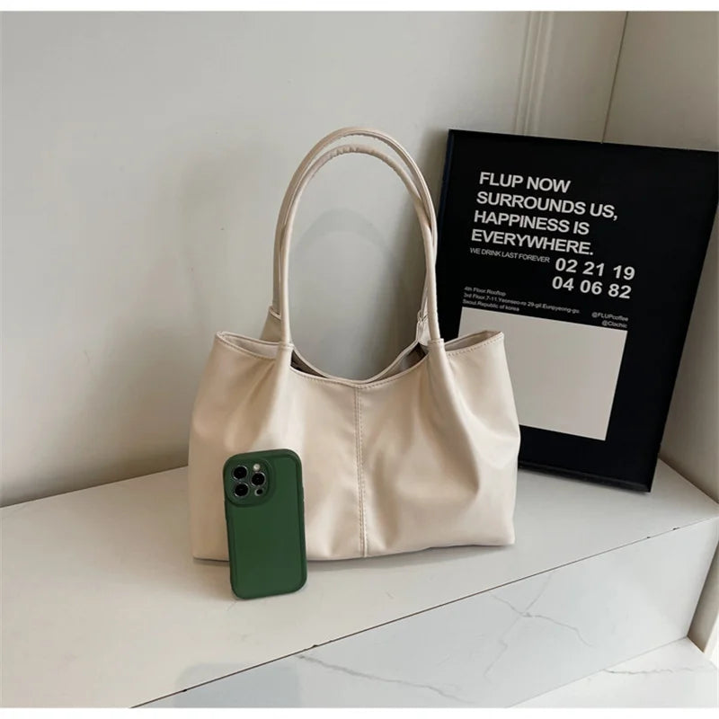 Fashion Women's Bag Large Capacity Tote Daily Commute Women's Shoulder Bag Black Soft PU Leather Handbag Shopping