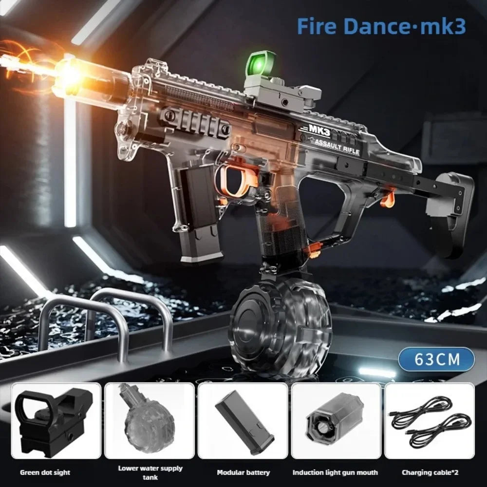 MK3 Electric Water Gun Toy Large-capacity Cool Flash Light Absorbent Water Continuous Shooting Summer Outdoor Beach Toy for Kids