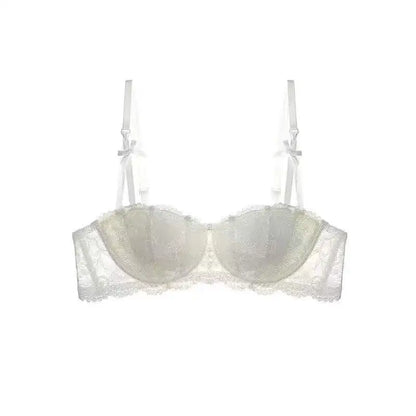 French Lace Half-Cup Bra Ultra-Thin Compact Small Bras  Kawaii Lingerie Sexy Push Up Japanese Style Minimalist Design for Women