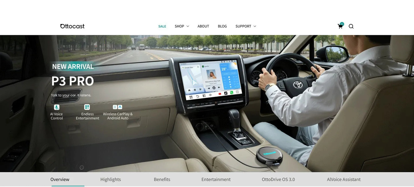 Ottocast OttoAibox P3 Pro AI Box Wireless CarPlay Android Auto QCM 6225 HDMI YouTube Netflix Video for Benz VW Ford Toyota