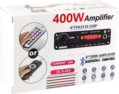 400W Amplifier Bluetooth MP3 WMA APE Decoder Board DC8-26V  Handsfree Car Audio Microphone USB TF FM Radio DIY Mp3 Music Player