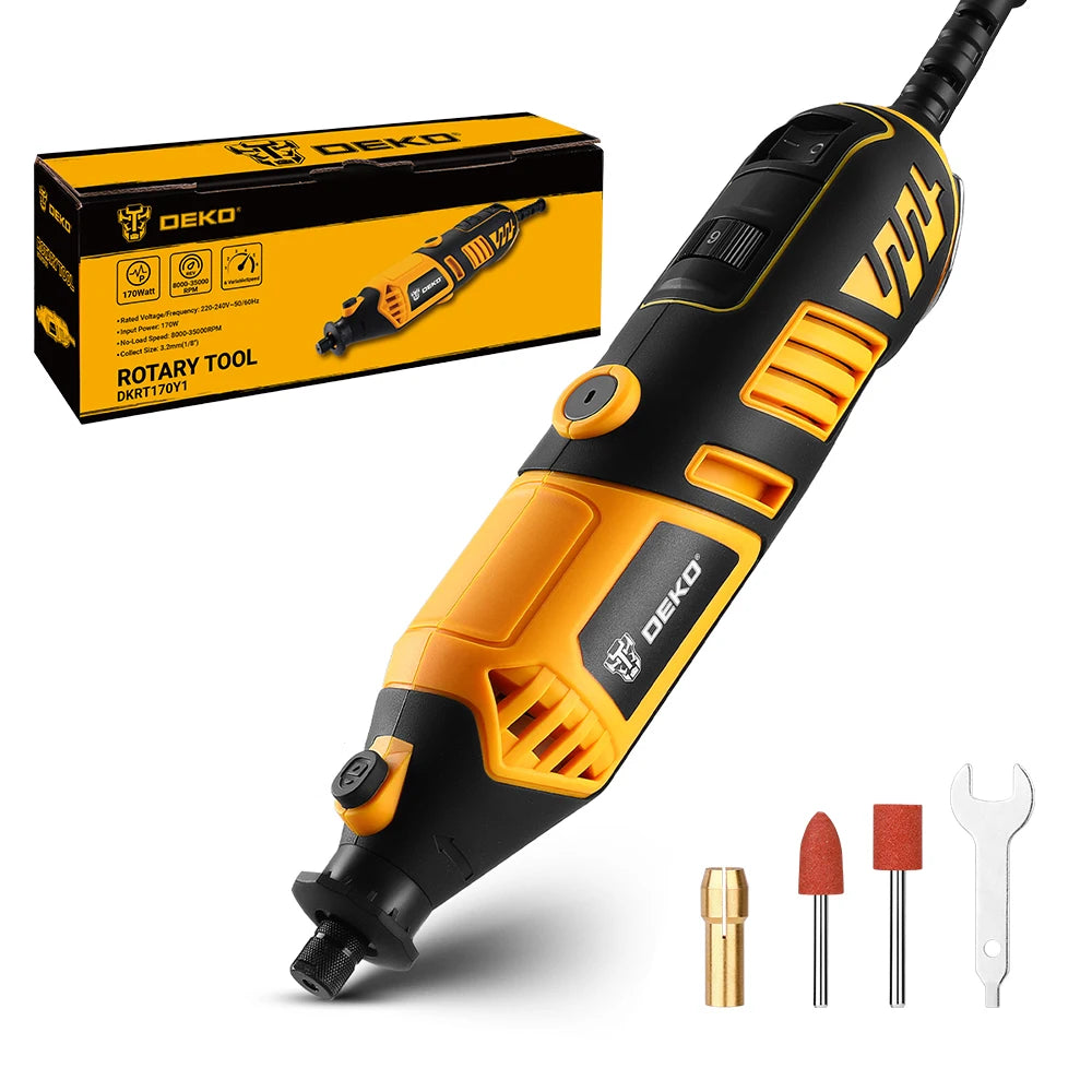 DEKO 220v Rotary Tool Kit Power Hand Rotary Tools Mini for Wood/Metal, Electric Grinder Drill Machine