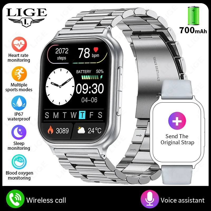 1.83" Smart Watch Sleep Heart Rate Monitor BT Call Messages Notifications Sports Fitness Tracker Watch for Women Men Android iOS