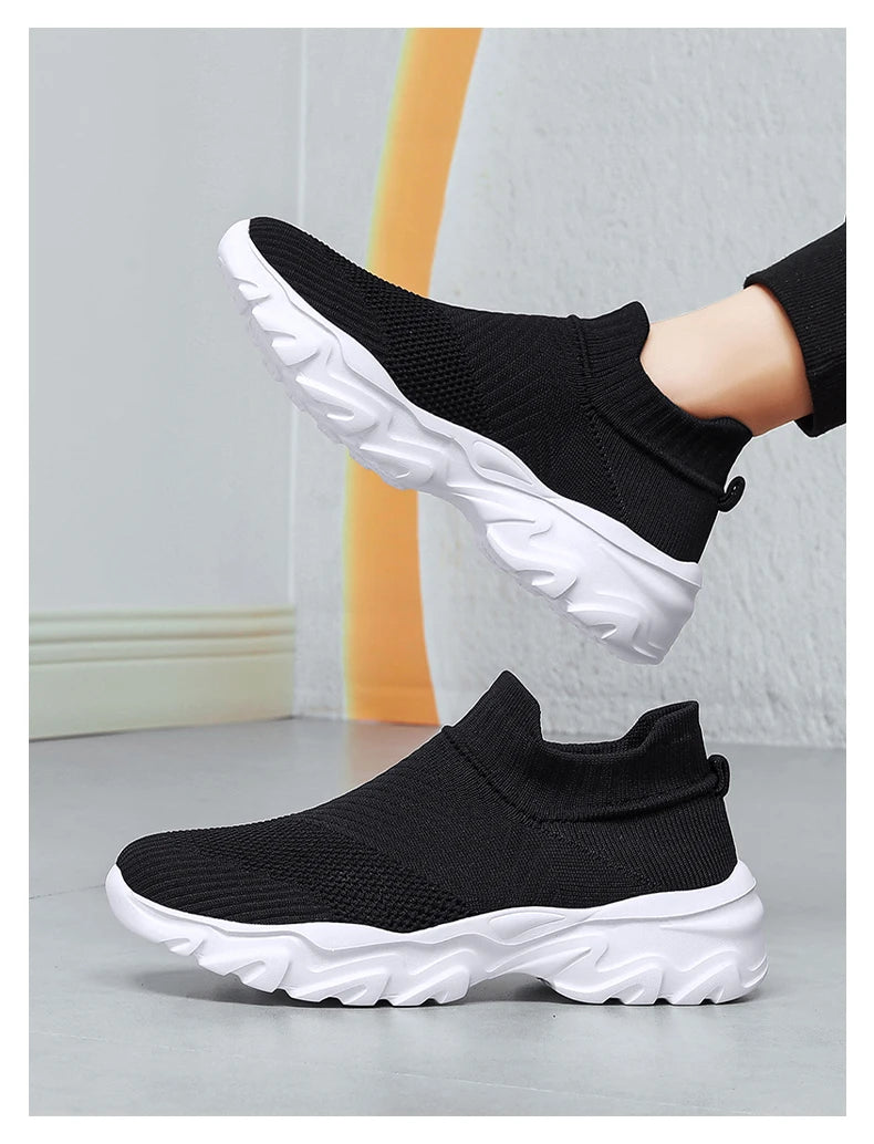 Men'S And Women'S Sneakers Mesh Breathable Lightweight High-Top Running Tennis Shoes Comfortable Outdoor Pair Naked Boots