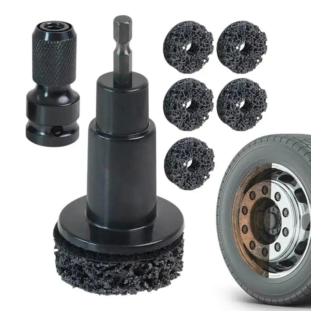 Wheel Hub Cleaning Kit Inner Rim Cleaner Tool Brake Hub Cleaning Kit Fits Power Drill 1/2" Impact Driven Wrenches Rust Removal