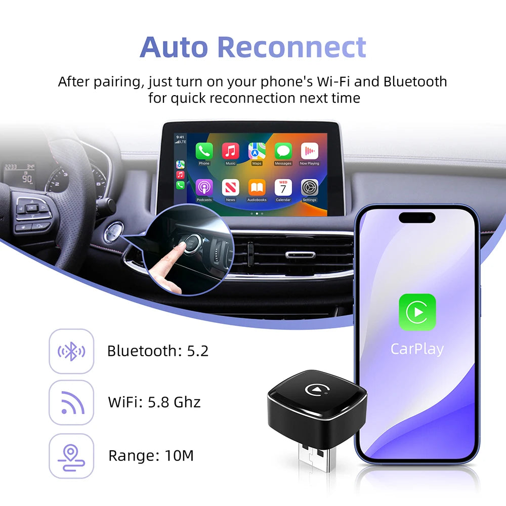 Mini 2in1 Wireless CarPlay Adapter Wireless Android Auto AI Smart Box Intelligent Systems for Wired CarPlay Car