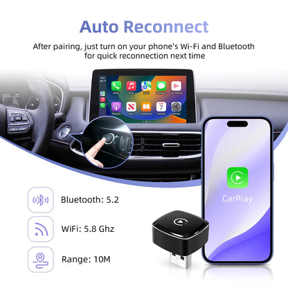 Mini 2in1 Wireless CarPlay Adapter Wireless Android Auto AI Smart Box Intelligent Systems for Wired CarPlay Car