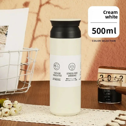 Portable Japanese Style 304 Stainless Steel Insulated Coffee Cup Spray Painted Element Cup Student Gift Car Use Thermos Mug