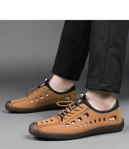 Men's Slip-On Shoes Summer Hollow out Breathable Comfortable Wear-Resistant Soft Bottom Casual Shoes-8333