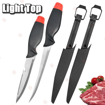 WXCOO Multifunctional Sharp Fish Boning Knife Chef with Cover Stainless Steel Fish Fillet Knife Fruit Slicing Utility Knife
