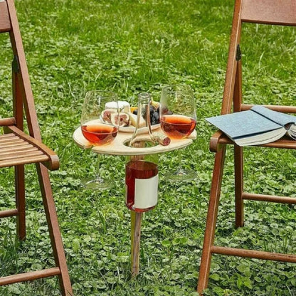 Outdoor Wine Table Portable Picnic Table Wine Glass Rack Collapsible Table