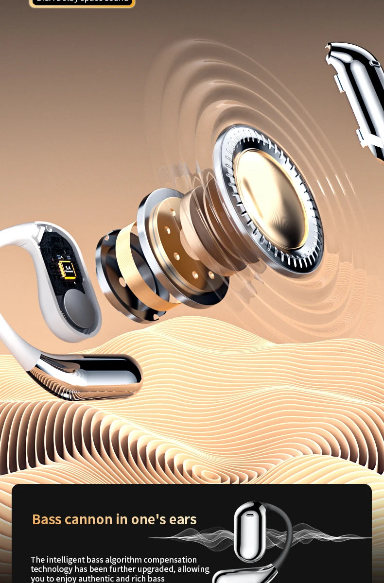 AI Translating Earbuds Real-time 144 Languages Translation Earphone Touch LCD Screen OWS Open Ear Wireless Headphone HiFi Stereo