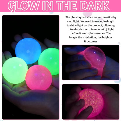 5/10Pcs Glow in The Dark Sticky Balls - Squishy Stress Relief Toys, Fun Fidget Toys Sensory Decompression Toys for Kids & Adults