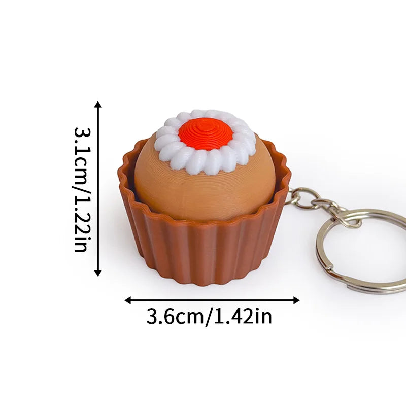 3D Printed Cappuccino Coffee Cup Keyrings Creative Clicker Button Dessert Keychains Office Stress Relief Keyboard Fidgets Gifts