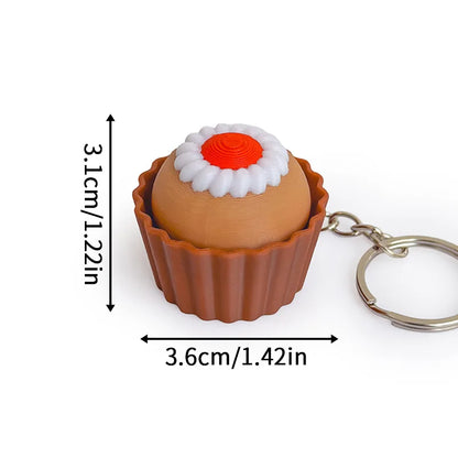 3D Printed Cappuccino Coffee Cup Keyrings Creative Clicker Button Dessert Keychains Office Stress Relief Keyboard Fidgets Gifts