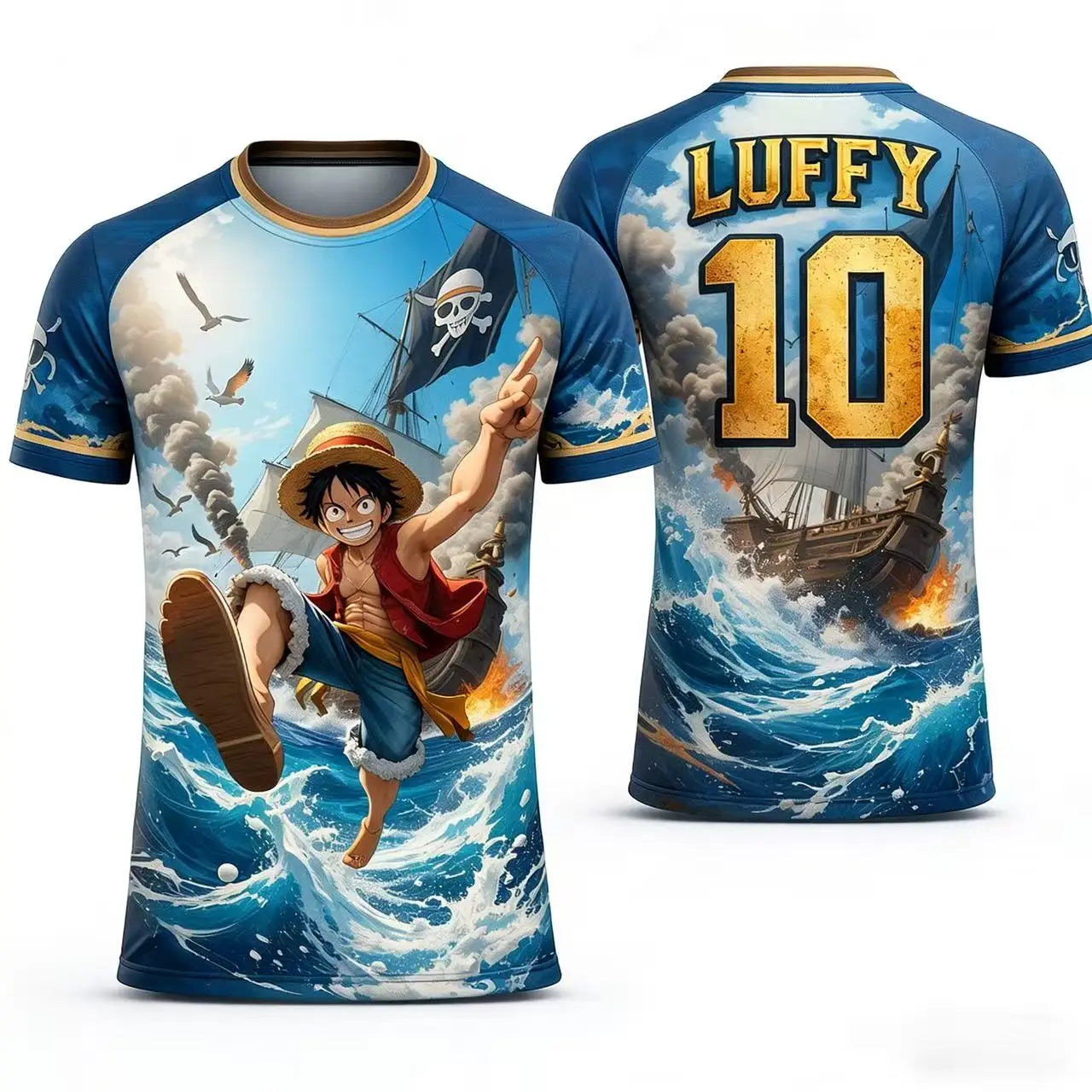 Summer 2026 One Piece Luffy "Voyage Adventure No. 10" Football 3D Print Breathable Quick-drying T-shirt Male/Female Top