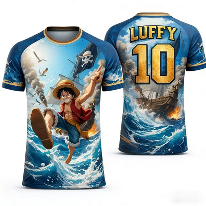 Summer 2026 One Piece Luffy "Voyage Adventure No. 10" Football 3D Print Breathable Quick-drying T-shirt Male/Female Top