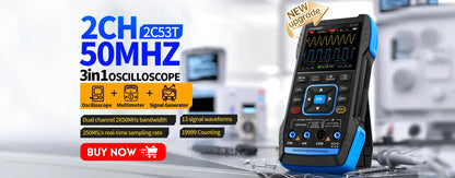 FNIRSI 2C23T 2C53T Upgrade 50MHz Handheld Digital Oscilloscope Multimeter Signal Generator 3 in 1 Dual Channel Automotive Tools