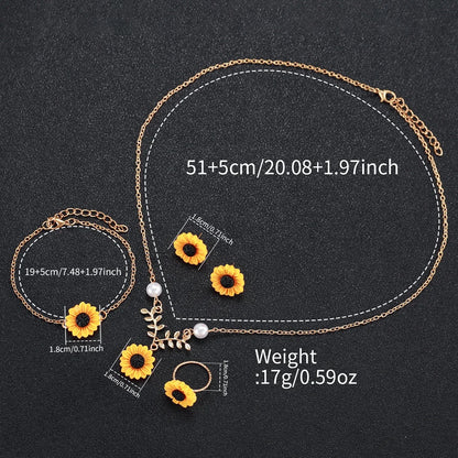 6PCS/Set Fashion Flower Dial Women Watches Leather Strap Quartz Watch Daisy Jewelry Set Reloj Mujer (Without Box)