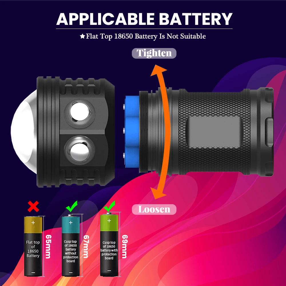 Asafee DRC01 COB LED 6000LM 80M Underwater Diving Flashlight White Red Blue 80° Light 500M Range Torch IPX8 Waterproof Lantern