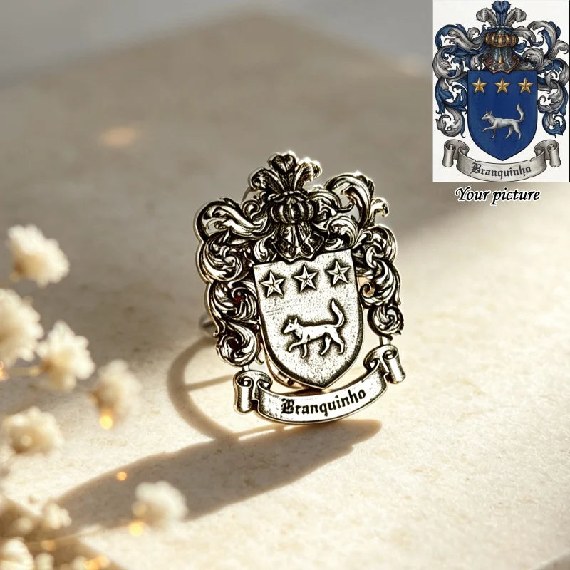 Custom Family Crest Brooch Personalized Coat Of Arms Lapel Pin Stainless Steel Heraldry Shield BadgeBrooch Souvenir Gift
