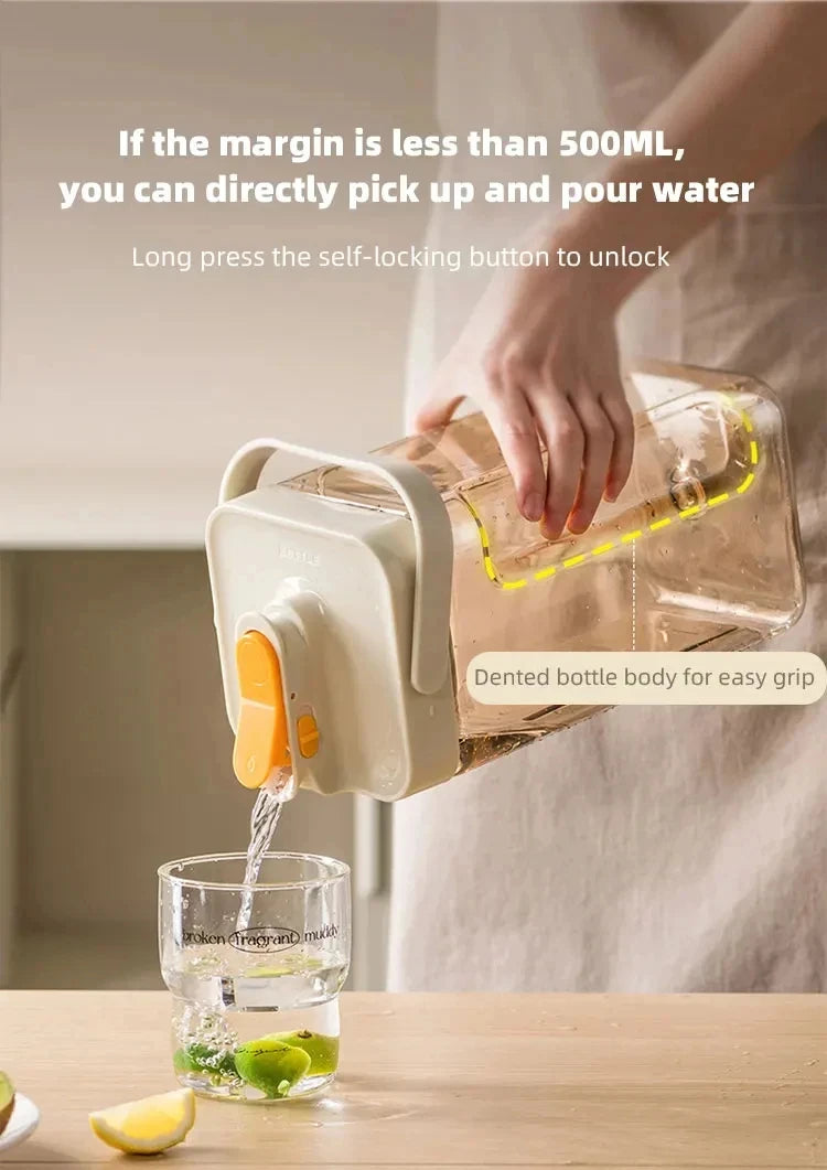 2.3/3.5l Refrigerator Cold Water Bottle With Faucet Large Iced Beverage Dispenser Beverage Juice Dispenser Kitchen Drinkware