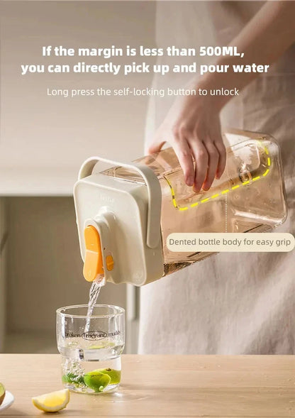 2.3/3.5l Refrigerator Cold Water Bottle With Faucet Large Iced Beverage Dispenser Beverage Juice Dispenser Kitchen Drinkware
