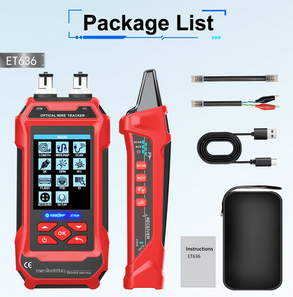 TOOLTOP Network Cable Tester 4 in 1 Multi-function Fiber Optical Power Meter Visual Fault Locator noise-free LAN Line Tracking