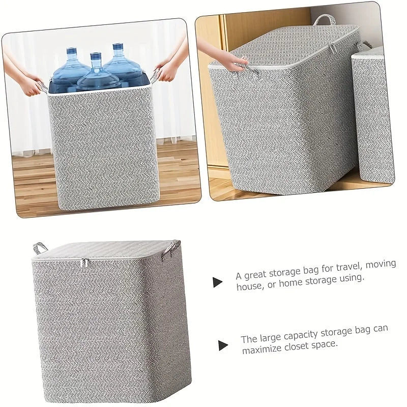 Extra Large Storage Chest with Lid-Heavy-Duty Non-Woven Fabric Organizer Bin,Locking Lid for Clothes,Bedding-For Closet,Storage