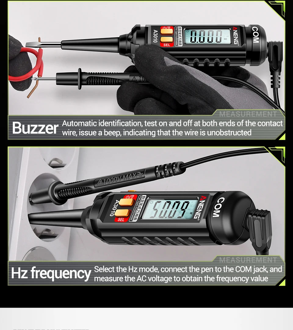 ANENG A3010 Pen-Type Multimeter 4000 Counts Digital True-RMS Backlight Multi Meter Auto Range Tester LCD Electrician Tester Tool