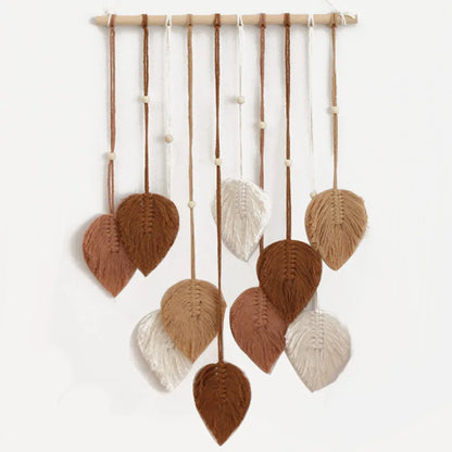 Handmade Woven Leaf Macrame Hanging Ornament Bohemian Cotton Rope Woven Walls Hanging Decoration For Bedroom Living Room Wall