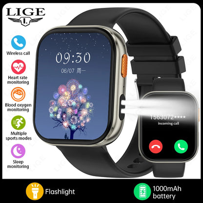 LIGE AMOLED Smart Watch Men 2.04 Screen Bluetooth Call Health Monitor IP68 Waterproof Sport Women Smartwatch New For Android IOS